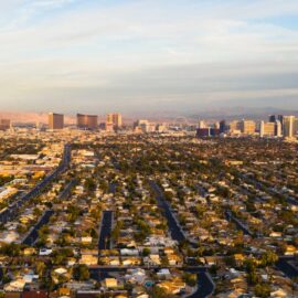 Aerial view of Las Vegas and surrounding suburban area