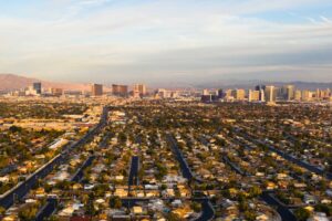 Aerial view of Las Vegas and surrounding suburban area