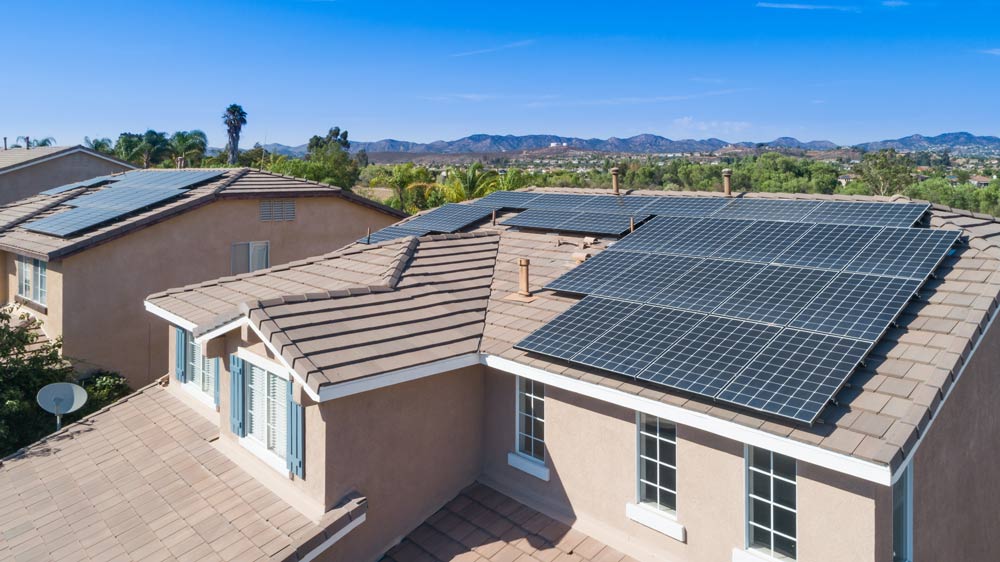 Solar panels on top of a home's roof