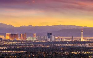 Image of Las Vegas and Nevada landscape at sunset
